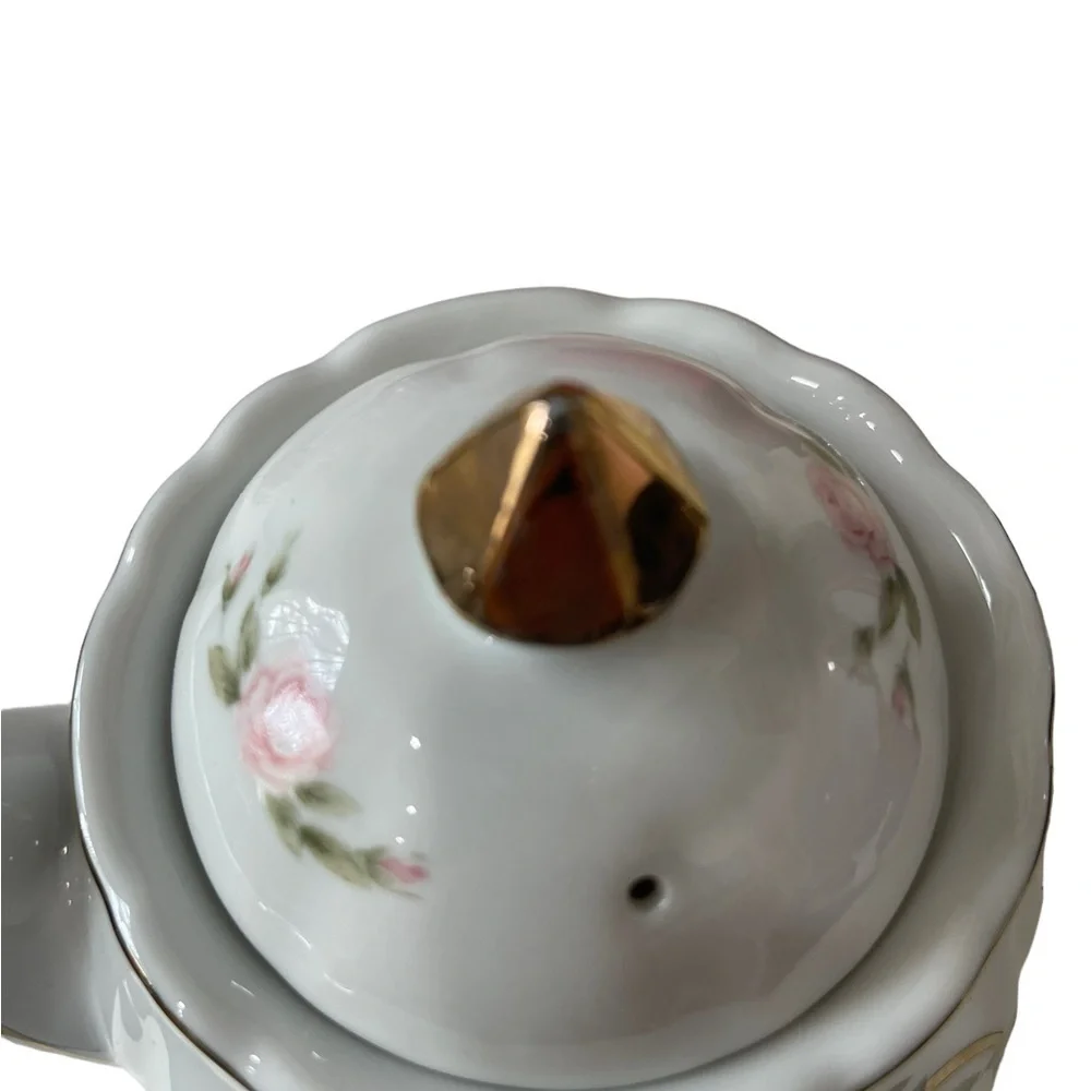 Lefton 50th Anniversary musical Teapot flowers with with gold trim - Picture 3 of 5